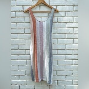 Marine Layer Brea Tie Front Linen Blend Dress in multi stripe size XS